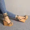 Rontic New Fashion Women Platform Sandalen Sexy Wedges Hoge Heels Sandalen Open Toe Leopard Party Shoes Women Us Us Plus Maat 5-15