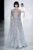 Vestido de noche Yousef aljasmi Kim kardashian Encaje Manga larga Escote en V Sirena ls Zuhair murad Ziadnakad 0012