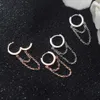 925 Sterling Silver Chain Huggie Hoop Earrings Women A185003442437