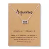 Argent 12 signe du zodiaque or carte bijoux de mode 12 Constellation pendentif collier pour femmes cadeaux d'anniversaire