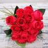 Konstgjorda Rose Blommor Bröllopsbukett Vit Rosa Thai Royal Rose Silk Blommor Heminredning Bröllopsfest dekoration GB238