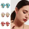 Mode-fleurs diamants clous d'oreilles pour femmes alliage coloré strass boucles d'oreilles fille cristal boucle d'oreille bijoux 3 couleurs rose rouge bleu