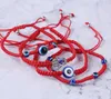 Bracelet tissé à la main Bracelet porte-bonheur Kabbale fil rouge fil Hamsa Bracelets bleu turc mauvais œil charme bijoux Fatima Bracelet DHL gratuit