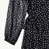 2019 Fall Winter Long Sleeve V Neck Black Polka Dot Print Ruffle Short Mini Dress Women Fashion Dresses D2616292