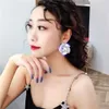 Ny modedesigner Vacker överdrivna Camellia Flower Stud örhängen för kvinnor flickor super glittrande fulla diamanter zirkon