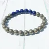 MG0395 Lapislazuli-Energiearmband für Herren, trendiges natürliches Pyrit-Armband, Erdungsschutz, Handgelenk, Mala, Yoga-Schmuck