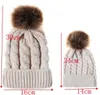 Las mujeres de los niños otoño invierno Moda de punto de Familia casquillo caliente del sombrero de la torcedura Skullies pesada bola de pelo BEANIES color sólido de Hip-Hop gorros de lana 9color