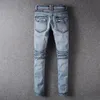 Rippade jeans # 0512 Mäns retro elasticitet Slim Youth Fashion Streetwear Personlighet Kvalitetsbyxor Manim Distressed Byxor