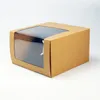 Giyim Şapka Paketleme Kutusu Kraft Kağıt Kutusu Şeffaf Pencere Hediye Kutuları ile