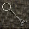 20 stks / partij Sleutelhanger Sleutelhanger Sieraden Verzilverd Eiffeltoren Charms Hanger voor sleutelaccessoires 44x24mm