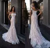 Blush Elegant Pink Mermaid Dresses Off the Shoulder Floor Length Lace Dress Vestidos de Noiva Custom Wedding Bridal Clowns 330