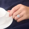 Verlobungsringe 18k Weißgold Überzogene 3CT Zirkon Kissen Halo Diamantring Für Frauen Sterling Silber Schmuck