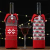 Boże Narodzenie Czerwony Dzianiny Pokrywa Wino Torba Płatek śniegu Projektant Wino Bottle Case Christmas Decoration na zewnątrz wewnątrz DA035