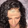 12 "Krótkie głębokie małe kręcone 100% Brazylijskie Remy Ludzkie Włosy Peruki dla Czarnych Kobiet Naturalne Kędziory Peruka z grzywką 130% HD Invisible Lace Front 13x4