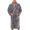 Mens Winter Warm Plush förlängda sjal badrock hem duschkläder Lång robe kappa Kng88