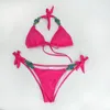 Mode-nouveau maillot de bain de couleur pure pour femme avec sangle sexy et maillot de bain bikini fendu en diamant pour costume de plage femme