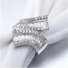Vecalon Princess 925 Стерлинговое серебро Крестовое кольцо 5a Zircon CZ Обручальные кольца для женщин Bridal Finger Ювелирные изделия