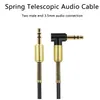 90 degree L 3.5mm aux cables Jack Male to M Plug Stereo Audio Cable Metal Spring for Smartphone