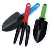 3pcs Iron Head Spade Shovel Fork Planting Tool Garden Colorful Plastic Handle Weeding Tool Kit