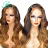 Ombre Blonde1BT27 бразильский полный Кружевной фронт парики для женщин объемная волна кружева фронтальный парик предварительно выщипанные синтетические волосы термостойкие