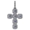 Collier pendentif croix glacée de grande taille 92mm, Bling Micro pavé de zircone cubique, diamants simulés 10mm 18 pouces, chaîne cubaine rétro S260q