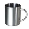 كأس التخييم في الهواء الطلق الفولاذ المقاوم للصدأ القهوة القدح 220ML 300ML 350ML حلقة تسلق هوك مزدوجة الجدار أكواب lin5149