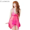 Elover Women 섹시 란제리 레이스 Babydoll Chemise Porno 섹시한 속옷 복장 투명 홀터 에로틱 란제리 섹시한 의상 T190625