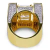 New Fashion 18K Gold Princess Cut CZ Cubic Zircon Hip Hop Bling Rings Full Diamond Iced Out Jewelry Valentine Day Gifts for Men Wholesale