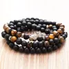 MG0646 Nouveau Design Bracelet Onyx Noir Mat 8 mm A Grade Oeil de Tigre 108 Bracelet Mala Nouveau Design Bracelet Bouddha Yoga Mala pour Femmes