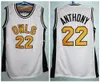 ＃22 Carmelo Anthony Owls Towsonカトリック高校レトロクラシックバスケットボールジャージーメンズステッチカスタム番号と名前Jerseys