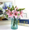 Fake Flower Bouquet Supply Simulation Lily for Lady Gift Artificial Large Lily Romantic Flower Lily Branch for Home Shop Decoration GB140