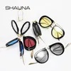 SHAUNA Crystal Folding Pilot Sunglasses Women Oversize Clear Pink Blue Yellow Sun Glasses Men