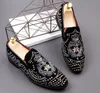 Mocassins confortables pour hommes, chaussures pointues avec strass et rivets, chaussures plates pour fête de mariage, offre spéciale