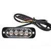 superventas Car Truck 4 LED Parrilla de advertencia estroboscópica Intermitente Baliza de tráfico Luz de policía Desglose Lámpara de señal de emergencia Azul Ámbar Blanco Rojo