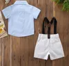 Europa Sommarbarn Baby Boys Set Kids Bowtie Kortärmad T-shirt + Suspender Byxor Gentleman Boy 2st Set Barn Outfits 14538