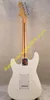 White Electric Guitar with Pickguard SSS Pickups Maple Scalloped fretboard Neck with basswood body Chrome Hardwares2562747