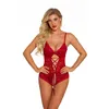 Wome Sexy Plunging Neckline Hollow-out Lace-up Front Lace och Mesh Cut-out Back Teddy Bodysuits Red Bridal Underkläder Teddies S-XXL Svart Blå