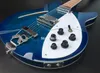 Rare 12 Strings Trans Blue Semi Hollow Body Electric Guitar Gloss Varnish Rosewood Fingerboard, 2 Toaster Pickups, Two Output Jacks