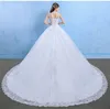 Luxury Plus Size Wedding Dress Elegant Lace Appliques V-neck Beading Gowns Crystal Lace Up White Vestido De Noiva