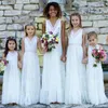 Boho Dentelle Fleur Filles Robes Blanc Col En V Mariages Juniors Demoiselles D'honneur Robes Pas Cher Longue Fille Robes De Soirée D'été Toddler Robes B83