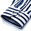 2019 Mäns Business Casual Long-Sleeved Classic Striped Men's Social Dress Shirt Röd och Blå Stor Storlek M-4 XL