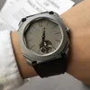 A buon mercato Nuovo Octo Finissimo Tourbillon cassa in acciaio al titanio 103016 102138 quadrante grigio Orologio automatico uomo nero cinturino in gomma da uomo Orologi sportivi