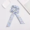 Bow Streamers-Haar-Ring Mode-Band-Mädchen-elastisches Haar versieht Scrunchies Schachtelhalm Krawatte Blumendruck Kopfbedeckung Haarschmuck 100pcs F316