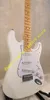 White Electric Guitar with Pickguard SSS Pickups Maple Scalloped fretboard Neck with basswood body Chrome Hardwares1539984