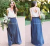 Blue 2020 Cheap White Bridesmaid Dresses Spaghetti Straps Scalloped Floor Length Hot Sale Beach Wedding Maid Of Honor Gown Party Formal Wear