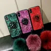 Kobiety Phone Case Designant Marmur Crack Gładkie Włosów Ręka Nadgarstek Pasek Uchwyt Glitter Gold Folia Ciepła Luksusowa iPhone Case Wysoka jakość