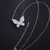 Mignon strass papillon pendentif collier femmes Bling Bling Zircon chaîne collier mariage bijoux de mariée accessoires de mode