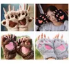 Women Cute Cat Claw Paw Plush Mittens Warm Soft Plush Short Fingerless Fluffy Bear Cat Winter Gloves Women guantes tacticos 14 Colors