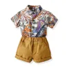 Kinder 2020 Sommer Outfits Jungen Tier Freizeitkleidung Anzüge Mode Kinder Tiger Gedruckt Kurzarm Shirt + Shorts 2 Stück Anzüge C6421