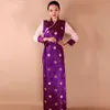 Tibetan Dance Costume Chinese Traditional clothing long qipao gown Tibet style cheongsam dress Ethnic Minority Stage wear